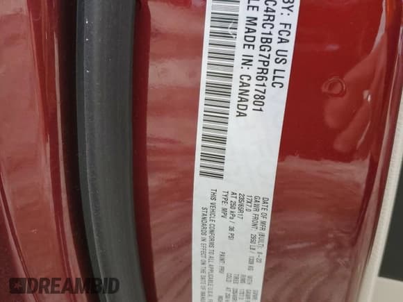 ✅ 2023 Chrysler Pacifica Touring L • VIN: 2C4RC1BG7PR617801 • Lot: 50346075. Listed on Copart with 21,673 mi. Free auction sales archive from the USA and detailed vehicle history report at DreamBid. Image 13.