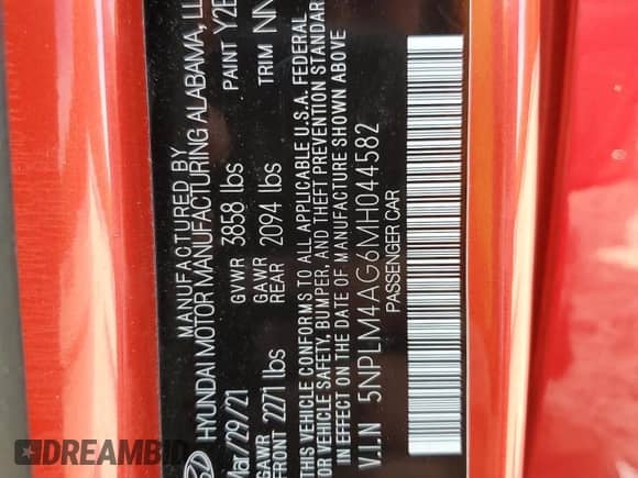 2021 Hyundai Elantra SEL z VIN 5NPLM4AG6MH044582, wystawiony jako Copart lot #81054305 z przebiegiem 23 769 mil mil oraz Szkoda całkowita • Salvage title. Historia ofert i sprzedaży dostępna na DreamBid. Obrazek 12.