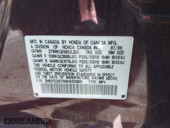 ✅ 2008 Acura MDX Sport • VIN: 2HNYD28708H555990 • Лот: 41819735. Опубликован ранее на IAAI с пробегом 191 769 миль. Бесплатный доступ к архиву аукционных продаж из США и подробный отчёт об истории автомобиля на DreamBid. Изображение 9.