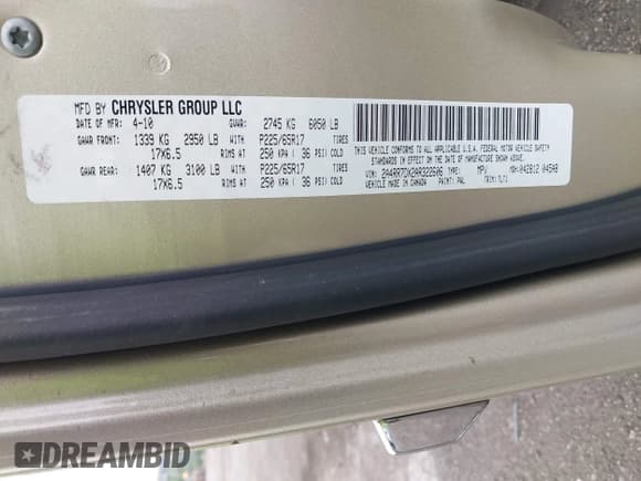 ✅ 2010 Chrysler Town & Country Limited • VIN: 2A4RR7DX2AR322606 • Lot: 42181467. Wystawiony na IAAI z przebiegiem 107 991 mil. Bezpłatny archiwum sprzedaży aukcyjnych z USA i szczegółowy raport historii pojazdu na DreamBid. Zdjęcie 9.