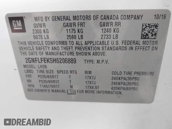 ✅ 2017 Chevrolet Equinox LT • VIN: 2GNFLFEK5H6206889 • Лот: 43684482. Опубликован ранее на IAAI с пробегом 165 355 миль. Бесплатный доступ к архиву аукционных продаж из США и подробный отчёт об истории автомобиля на DreamBid. Изображение 9.