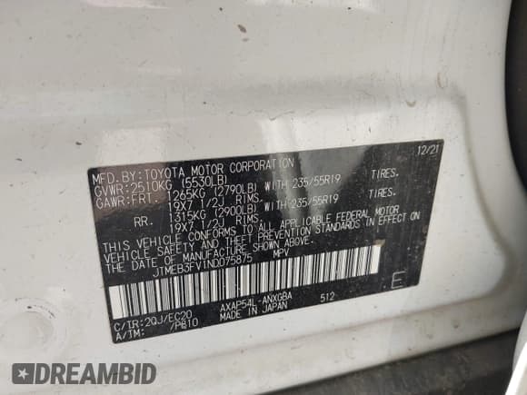 ✅ 2022 Toyota RAV4 XSE • VIN: JTMEB3FV1ND075875 • Лот: 43048040. Опубликован ранее на IAAI с пробегом 41 858 миль. Бесплатный доступ к архиву аукционных продаж из США и подробный отчёт об истории автомобиля на DreamBid. Изображение 9.