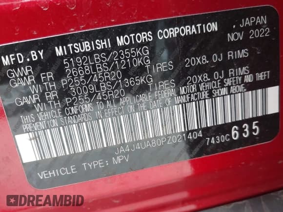 ✅ 2023 Mitsubishi Outlander SE • VIN: JA4J4UA80PZ021404 • Lot: 41856083. Wystawiony na IAAI z przebiegiem 23 629 mil. Bezpłatny archiwum sprzedaży aukcyjnych z USA i szczegółowy raport historii pojazdu na DreamBid. Zdjęcie 9.