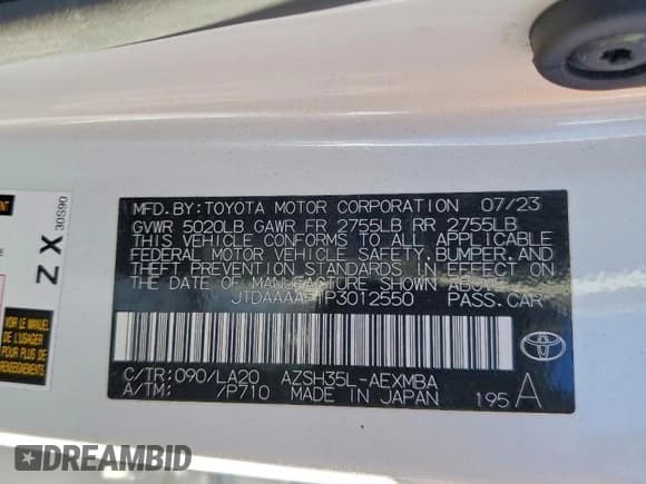 ✅ 2023 Toyota Crown Limited • VIN: JTDAAAAF1P3012550 • Lot: 95655135. Listed on Copart with 9,453 mi. Free auction sales archive from the USA and detailed vehicle history report at DreamBid. Image 12.