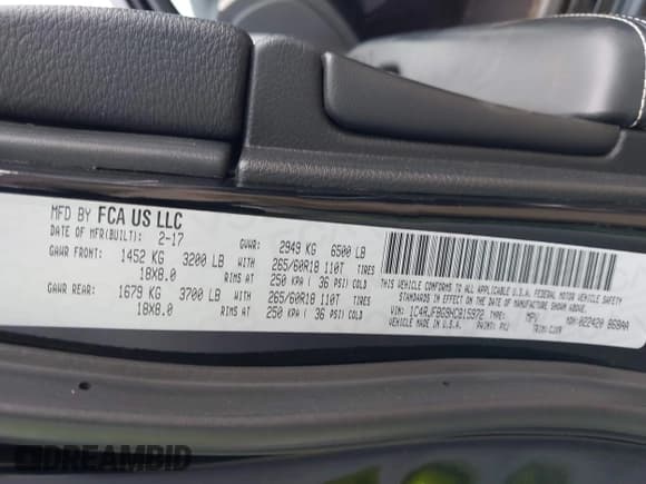 ✅ 2017 Jeep Grand Cherokee Limited • VIN: 1C4RJFBG9HC815972 • Lot: 43381317. Listed on IAAI with 89,684 mi. Free auction sales archive from the USA and detailed vehicle history report at DreamBid. Image 9.