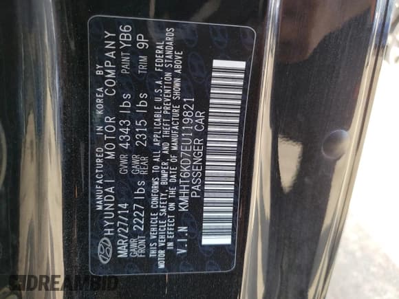 ✅ 2014 Hyundai Genesis Coupe Premium • VIN: KMHHT6KD7EU119821 • Lot: 70093934. Wystawiony na Copart z przebiegiem 87 288 mil. Bezpłatny archiwum sprzedaży aukcyjnych z USA i szczegółowy raport historii pojazdu na DreamBid. Zdjęcie 14.