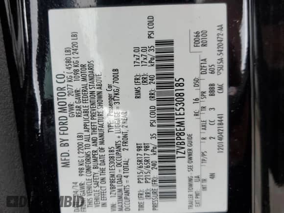 2014 Ford Mustang V6 с VIN 1ZVBP8EM1E5308185, выставлен на аукционе Copart как лот 63237495 с пробегом 96 600 миль миль и Списание • Salvage title. История ставок и продаж доступна на DreamBid. Изображение 12.