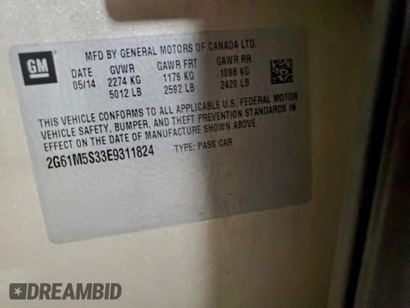 ✅ 2014 Cadillac XTS Luxury • VIN: 2G61M5S33E9311824 • Lot: 95894405. Listed on Copart with 122,806 mi. Free auction sales archive from the USA and detailed vehicle history report at DreamBid. Image 13.