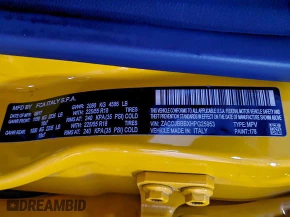 ✅ 2017 Jeep Renegade Latitude • VIN: ZACCJBBBXHPG25953 • Лот: 94724455. Опубликован ранее на Copart с пробегом 58 279 миль. Бесплатный доступ к архиву аукционных продаж из США и подробный отчёт об истории автомобиля на DreamBid. Изображение 14.