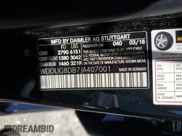 ✅ 2018 Mercedes-Benz S 560 • VIN: WDDUG8DB7JA407001 • Лот: 56316635. Опубликован ранее на Copart с пробегом 109 592 миль. Бесплатный доступ к архиву аукционных продаж из США и подробный отчёт об истории автомобиля на DreamBid. Изображение 12.