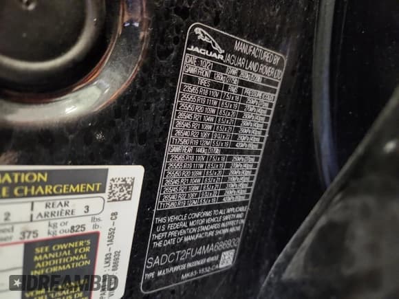 ✅ 2021 Jaguar F-Pace R-Dynamic S • VIN: SADCT2FU4MA686932 • Лот: 91853975. Опубликован ранее на Copart с пробегом 50 630 миль. Бесплатный доступ к архиву аукционных продаж из США и подробный отчёт об истории автомобиля на DreamBid. Изображение 13.