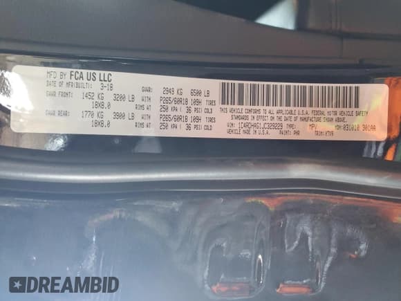 ✅ 2018 Dodge Durango SXT • VIN: 1C4RDHAG1JC329229 • Lot: 42259735. Wystawiony na Copart z przebiegiem 88 949 mil. Bezpłatny archiwum sprzedaży aukcyjnych z USA i szczegółowy raport historii pojazdu na DreamBid. Zdjęcie 13.