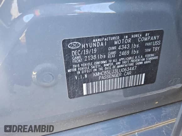 2020 Hyundai Ioniq Limited с VIN KMHC85LJ3LU063447, выставлен на аукционе Copart как лот 75257704 с пробегом 46 182 миль миль и Чистый • Clean title. История ставок и продаж доступна на DreamBid. Изображение 13.