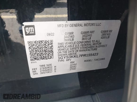 ✅ 2023 Cadillac Escalade ESV RWD Premium Luxury • VIN: 1GYS3KKL7PR155423 • Лот: 43459257. Опубликован ранее на IAAI с пробегом 38 356 миль. Бесплатный доступ к архиву аукционных продаж из США и подробный отчёт об истории автомобиля на DreamBid. Изображение 9.