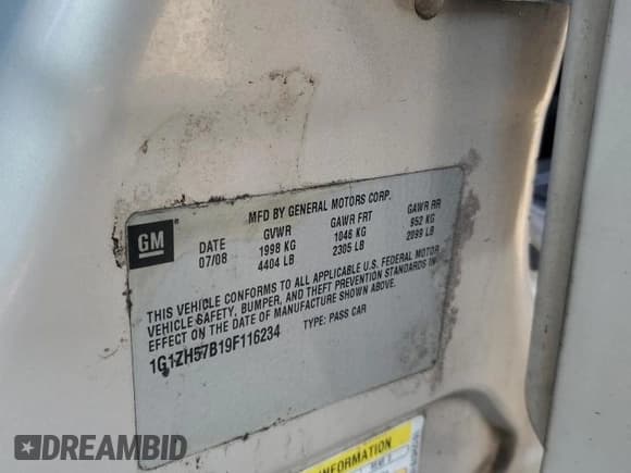 ✅ 2009 Chevrolet Malibu 1LT • VIN: 1G1ZH57B19F116234 • Lot: 72122374. Listed on Copart with 82,194 mi. Free auction sales archive from the USA and detailed vehicle history report at DreamBid. Image 13.