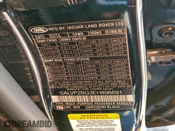 ✅ 2014 Land Rover Range Rover Evoque Pure Plus • VIN: SALVP2BG3EH896691 • Лот: 94089625. Опубликован ранее на Copart с пробегом 140 753 миль. Бесплатный доступ к архиву аукционных продаж из США и подробный отчёт об истории автомобиля на DreamBid. Изображение 12.