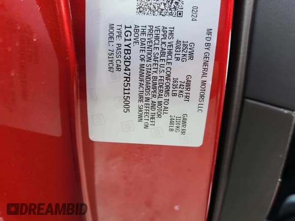 ✅ 2024 Chevrolet Corvette 2LT • VIN: 1G1YB3D47R5115005 • Lot: 69829505. Listed on Copart with Not provided. Free auction sales archive from the USA and detailed vehicle history report at DreamBid. Image 12.