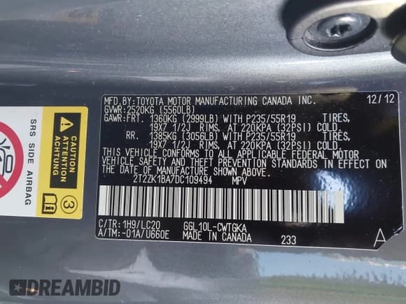 ✅ 2013 Lexus RX 350 • VIN: 2T2ZK1BA7DC109494 • Lot: 43792014. Wystawiony na IAAI z przebiegiem 141 525 mil. Bezpłatny archiwum sprzedaży aukcyjnych z USA i szczegółowy raport historii pojazdu na DreamBid. Zdjęcie 9.