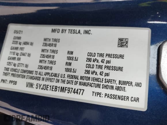 ✅ 2021 Tesla Model 3 Long Range • VIN: 5YJ3E1EB1MF974477 • Lot: 43647330. Wystawiony na IAAI z przebiegiem 46 051 mil. Bezpłatny archiwum sprzedaży aukcyjnych z USA i szczegółowy raport historii pojazdu na DreamBid. Zdjęcie 9.