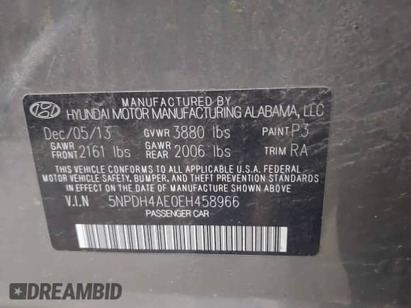 2014 Hyundai Elantra SE с VIN 5NPDH4AE0EH458966, выставлен на аукционе IAAI как лот 43398721 с пробегом 107 775 миль миль и . История ставок и продаж доступна на DreamBid. Изображение 9.