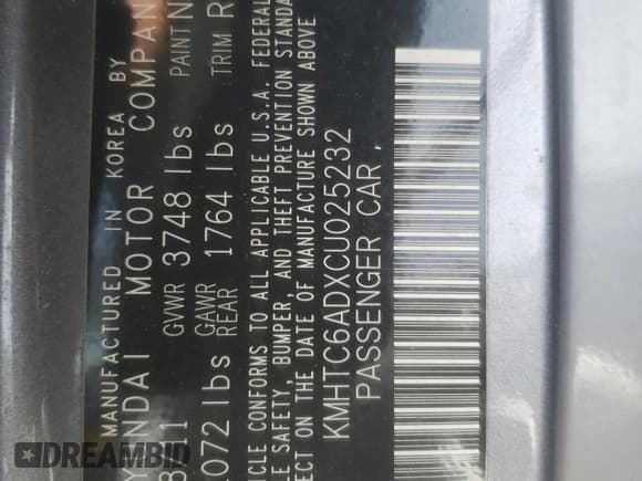 ✅ 2012 Hyundai Veloster w/Gray Int • VIN: KMHTC6ADXCU025232 • Lot: 41638915. Wystawiony na Copart z przebiegiem 136 486 mil. Bezpłatny archiwum sprzedaży aukcyjnych z USA i szczegółowy raport historii pojazdu na DreamBid. Zdjęcie 14.