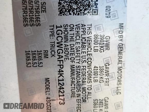 ✅ 2019 Chevrolet Express Cargo • VIN: 1GCWGAFP4K1242173 • Lot: 91474505. Wystawiony na Copart z przebiegiem 175 154 mil. Bezpłatny archiwum sprzedaży aukcyjnych z USA i szczegółowy raport historii pojazdu na DreamBid. Zdjęcie 13.