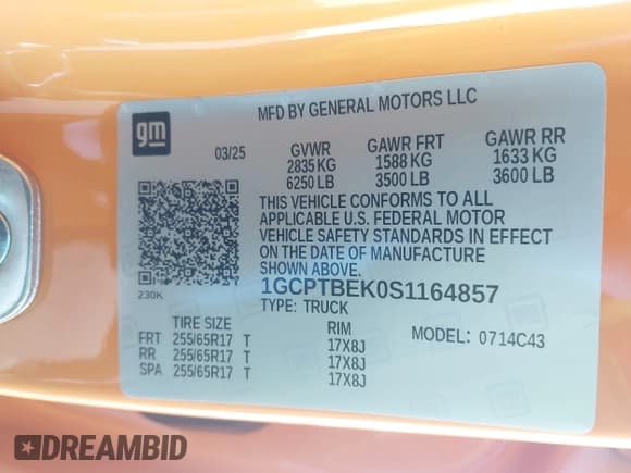 ✅ 2025 Chevrolet Colorado 4WD Work Truck • VIN: 1GCPTBEK0S1164857 • Lot: 42074353. Listed on IAAI with 92 mi. Free auction sales archive from the USA and detailed vehicle history report at DreamBid. Image 9.