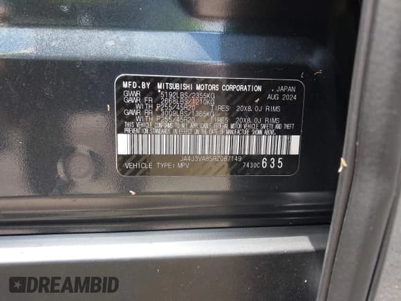 ✅ 2024 Mitsubishi Outlander SE • VIN: JA4J3VA85RZ087149 • Lot: 42597152. Wystawiony na IAAI z przebiegiem 5 253 mil. Bezpłatny archiwum sprzedaży aukcyjnych z USA i szczegółowy raport historii pojazdu na DreamBid. Zdjęcie 9.