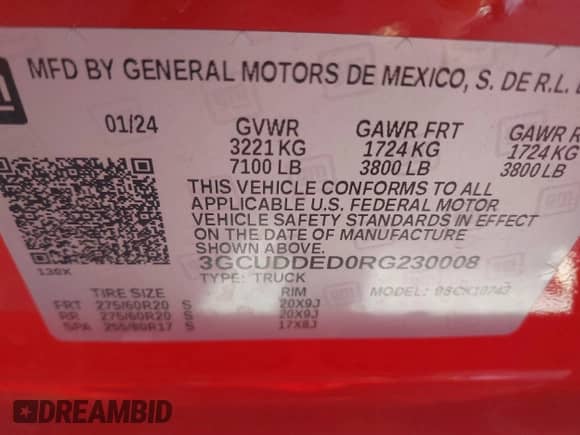 2024 Chevrolet Silverado 1500 LT с VIN 3GCUDDED0RG230008, выставлен на аукционе IAAI как лот 43320726 с пробегом 6 484 миль миль и . История ставок и продаж доступна на DreamBid. Изображение 9.