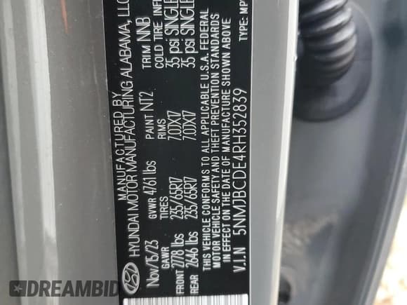 ✅ 2024 Hyundai Tucson SEL • VIN: 5NMJBCDE4RH352839 • Lot: 78439094. Wystawiony na Copart z przebiegiem 28 054 mil. Bezpłatny archiwum sprzedaży aukcyjnych z USA i szczegółowy raport historii pojazdu na DreamBid. Zdjęcie 14.