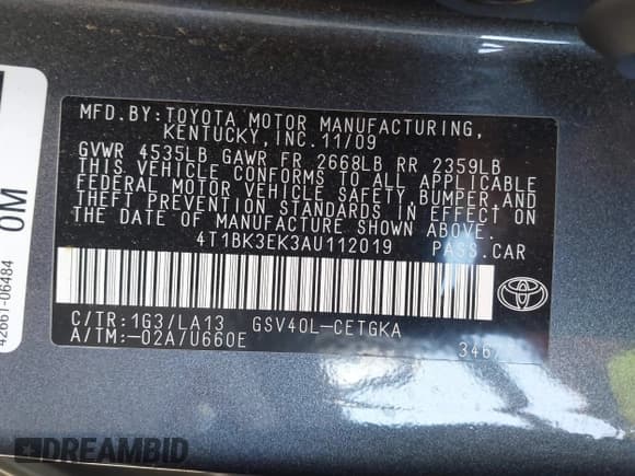 ✅ 2010 Toyota Camry LE • VIN: 4T1BK3EK3AU112019 • Лот: 43506366. Опубликован ранее на IAAI с пробегом 147 848 миль. Бесплатный доступ к архиву аукционных продаж из США и подробный отчёт об истории автомобиля на DreamBid. Изображение 9.