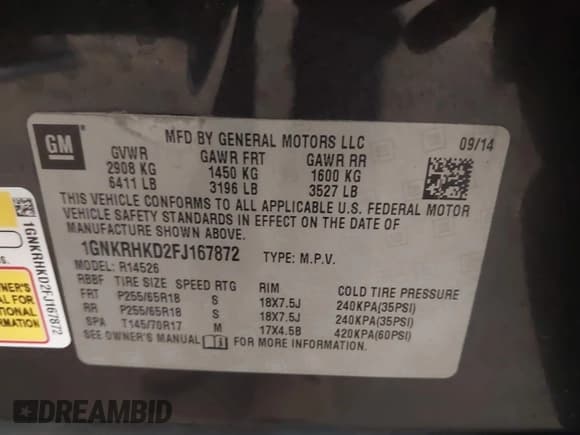 ✅ 2015 Chevrolet Traverse LT • VIN: 1GNKRHKD2FJ167872 • Lot: 43021059. Wystawiony na IAAI z przebiegiem 157 665 mil. Bezpłatny archiwum sprzedaży aukcyjnych z USA i szczegółowy raport historii pojazdu na DreamBid. Zdjęcie 9.