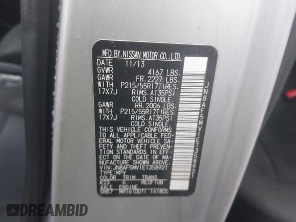 ✅ 2014 Nissan Juke S • VIN: JN8AF5MV1ET358921 • Lot: 43870286. Listed on IAAI with Not provided. Free auction sales archive from the USA and detailed vehicle history report at DreamBid. Image 8.