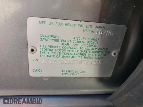 ✅ 2007 Subaru Forester X • VIN: JF1SG63657H728325 • Lot: 81921775. Listed on Copart with 130,944 mi. Free auction sales archive from the USA and detailed vehicle history report at DreamBid. Image 13.