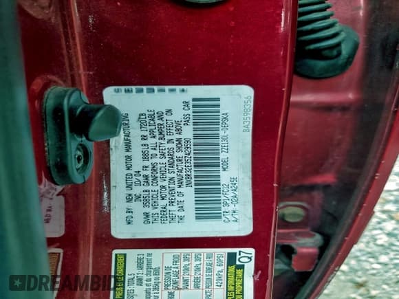 ✅ 2005 Toyota Corolla CE • VIN: 1NXBR32E35Z429590 • Lot: 93878225. Listed on Copart with 96,886 mi. Free auction sales archive from the USA and detailed vehicle history report at DreamBid. Image 12.