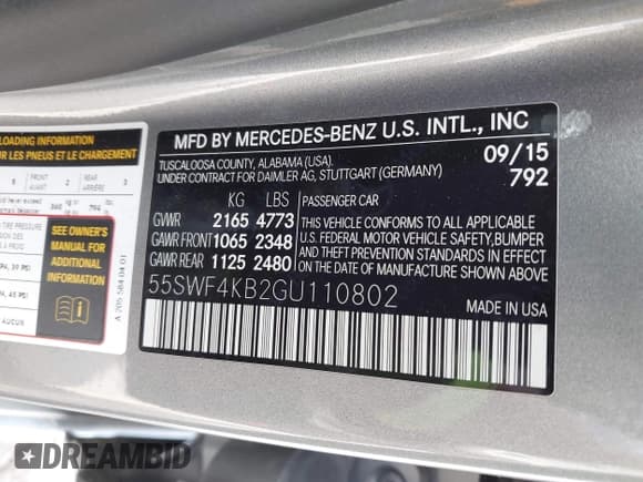 ✅ 2016 Mercedes-Benz C 300 • VIN: 55SWF4KB2GU110802 • Лот: 43080809. Опубликован ранее на IAAI с пробегом 128 584 миль. Бесплатный доступ к архиву аукционных продаж из США и подробный отчёт об истории автомобиля на DreamBid. Изображение 9.