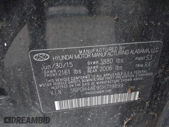 ✅ 2016 Hyundai Elantra SE • VIN: 5NPDH4AE9GH719899 • Lot: 42430799. Listed on IAAI with 150,231 mi. Free auction sales archive from the USA and detailed vehicle history report at DreamBid. Image 9.