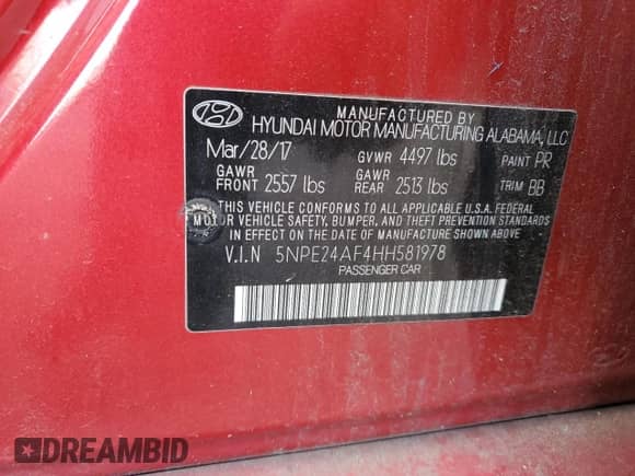 ✅ 2017 Hyundai Sonata 2.4L • VIN: 5NPE24AF4HH581978 • Lot: 85916555. Wystawiony na Copart z przebiegiem 100 047 mil mil. Skorzystaj z bezpłatnego archiwum sprzedaży aukcyjnych z USA i zobacz szczegółowy raport historii pojazdu na DreamBid. Zdjęcie 12.