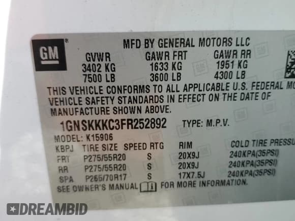 ✅ 2015 Chevrolet Suburban LTZ • VIN: 1GNSKKKC3FR252892 • Lot: 75482994. Wystawiony na Copart z przebiegiem 182 569 mil. Bezpłatny archiwum sprzedaży aukcyjnych z USA i szczegółowy raport historii pojazdu na DreamBid. Zdjęcie 13.