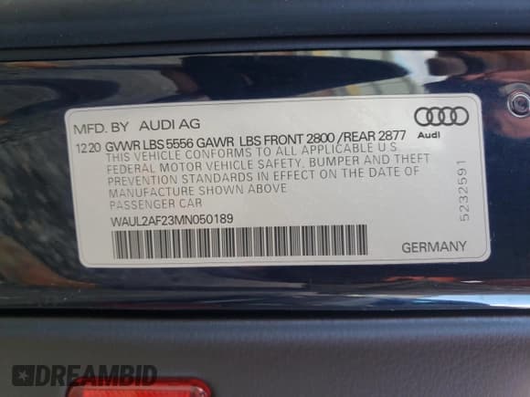 ✅ 2021 Audi A6 Premium Plus • VIN: WAUL2AF23MN050189 • Лот: 38332573. Опубликован ранее на Copart с пробегом 23 583 миль. Бесплатный доступ к архиву аукционных продаж из США и подробный отчёт об истории автомобиля на DreamBid. Изображение 12.