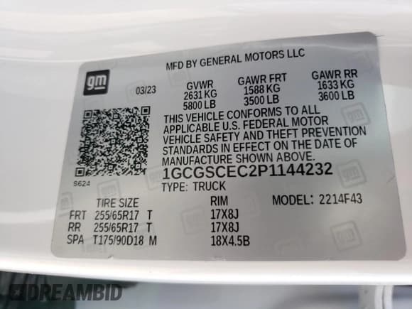 ✅ 2023 Chevrolet Colorado 2WD LT • VIN: 1GCGSCEC2P1144232 • Лот: 57942824. Опубликован ранее на Copart с пробегом 39 833 миль. Бесплатный доступ к архиву аукционных продаж из США и подробный отчёт об истории автомобиля на DreamBid. Изображение 12.