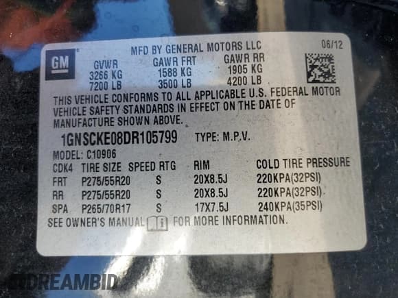 ✅ 2013 Chevrolet Suburban LTZ • VIN: 1GNSCKE08DR105799 • Lot: 93057155. Wystawiony na Copart z przebiegiem 257 010 mil. Bezpłatny archiwum sprzedaży aukcyjnych z USA i szczegółowy raport historii pojazdu na DreamBid. Zdjęcie 13.