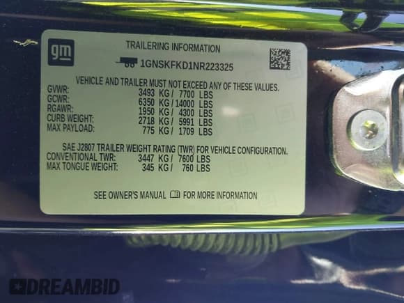 ✅ 2022 Chevrolet Suburban Premier • VIN: 1GNSKFKD1NR223325 • Lot: 40848831. Wystawiony na IAAI z przebiegiem 52 798 mil. Bezpłatny archiwum sprzedaży aukcyjnych z USA i szczegółowy raport historii pojazdu na DreamBid. Zdjęcie 9.