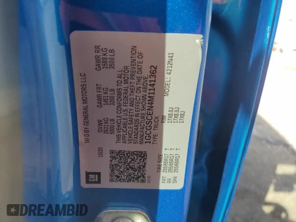 ✅ 2021 Chevrolet Colorado 2WD LT • VIN: 1GCGSCEN4M1141362 • Лот: 77847684. Опубликован ранее на Copart с пробегом 104 143 миль. Бесплатный доступ к архиву аукционных продаж из США и подробный отчёт об истории автомобиля на DreamBid. Изображение 12.