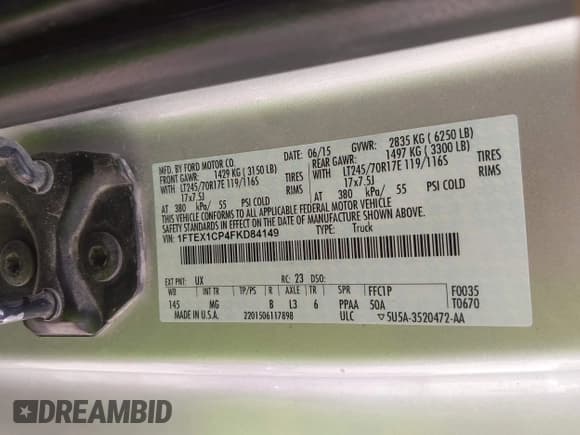 ✅ 2015 Ford F-150 XL • VIN: 1FTEX1CP4FKD84149 • Lot: 42844141. Wystawiony na IAAI z przebiegiem 175 631 mil. Bezpłatny archiwum sprzedaży aukcyjnych z USA i szczegółowy raport historii pojazdu na DreamBid. Zdjęcie 9.