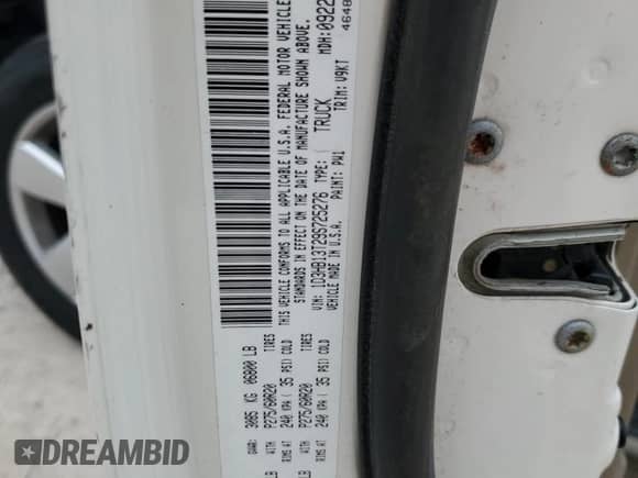 2009 Dodge 1500 SLT с VIN 1D3HB13T29S725276, выставлен на аукционе Copart как лот 84820114 с пробегом 178 149 миль миль и Списание • Salvage title. История ставок и продаж доступна на DreamBid. Изображение 12.