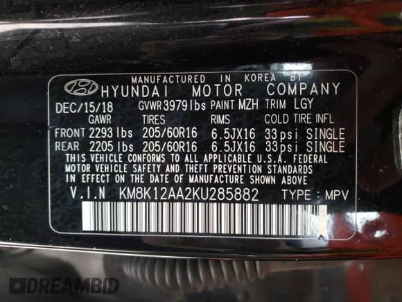 2019 Hyundai Kona SE z VIN KM8K12AA2KU285882, wystawiony jako Copart lot #71330392 z przebiegiem 49 502 mil mil oraz . Historia ofert i sprzedaży dostępna na DreamBid. Obrazek 12.