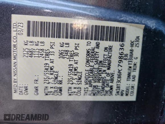 ✅ 2023 Nissan Rogue SL • VIN: 5N1BT3CB6PC798636 • Lot: 95524285. Wystawiony na Copart z przebiegiem 87 689 mil. Bezpłatny archiwum sprzedaży aukcyjnych z USA i szczegółowy raport historii pojazdu na DreamBid. Zdjęcie 13.