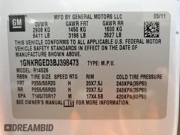 ✅ 2011 Chevrolet Traverse 1LT • VIN: 1GNKRGED3BJ398473 • Lot: 68980154. Wystawiony na Copart z przebiegiem 187 462 mil. Bezpłatny archiwum sprzedaży aukcyjnych z USA i szczegółowy raport historii pojazdu na DreamBid. Zdjęcie 13.