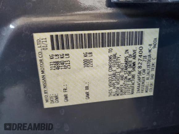 ✅ 2011 Nissan Maxima SV • VIN: 1N4AA5AP5BC827400 • Lot: 68711135. Wystawiony na Copart z przebiegiem 132 978 mil. Bezpłatny archiwum sprzedaży aukcyjnych z USA i szczegółowy raport historii pojazdu na DreamBid. Zdjęcie 12.